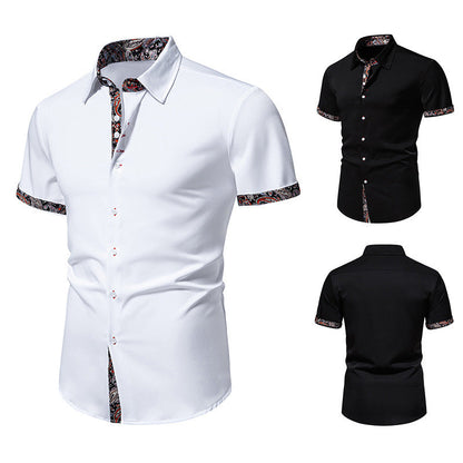 Herren Kurzarmhemd Modern mit Kontrastdetails und Stilvoll Kragen - BerlinGlamour