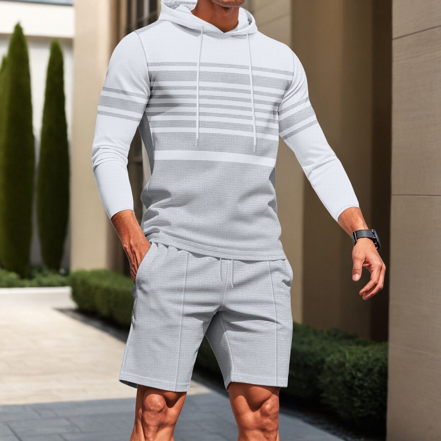 Herren Kapuzenshirt Sportlich Modern Mit Struktur