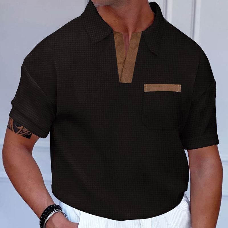 Herren Polohemd Kurzarm Modern mit Stehkragen und Brusttasche