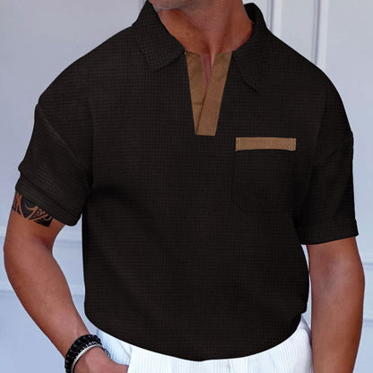 Herren Polohemd Kurzarm Modern mit Stehkragen und Brusttasche