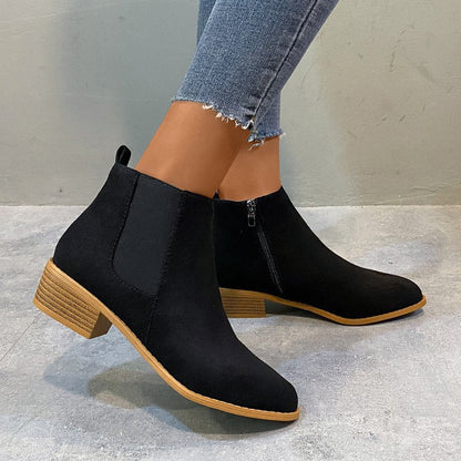 Damen Stiefeletten Elegant Reißverschluss Blockabsatz Komfort