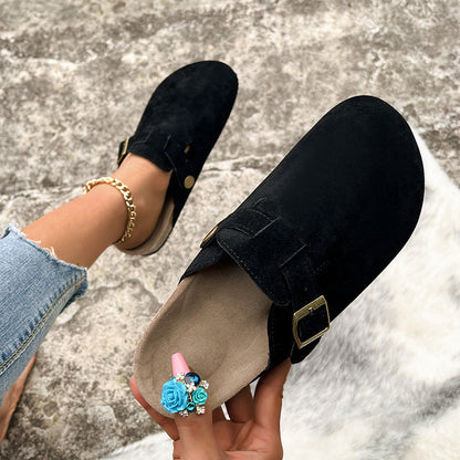 Damen Clogs Bequem mit Riemchen Schuhe Sommer
