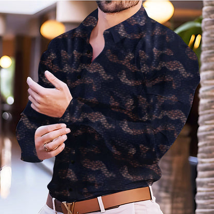 Herren Hemd Modern Casual Muster-Shirt Berlin-Style