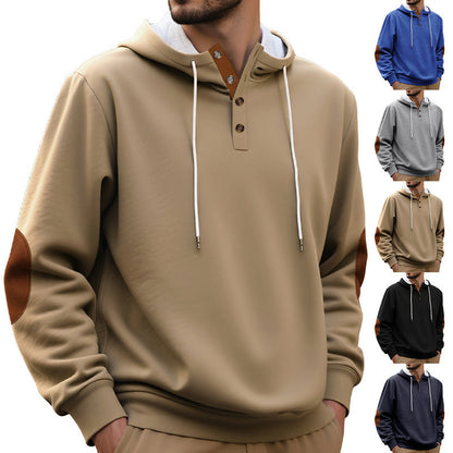 Herren Kapuzenpullover Modern mit Knöpfen und Verstärkung - BerlinGlamour