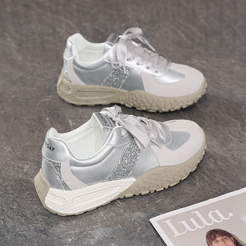 Damen Sneaker Glitzer Schuhe Flexibel Mode