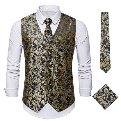 Herren Weste Paisley Muster Elegante Krawatte Set