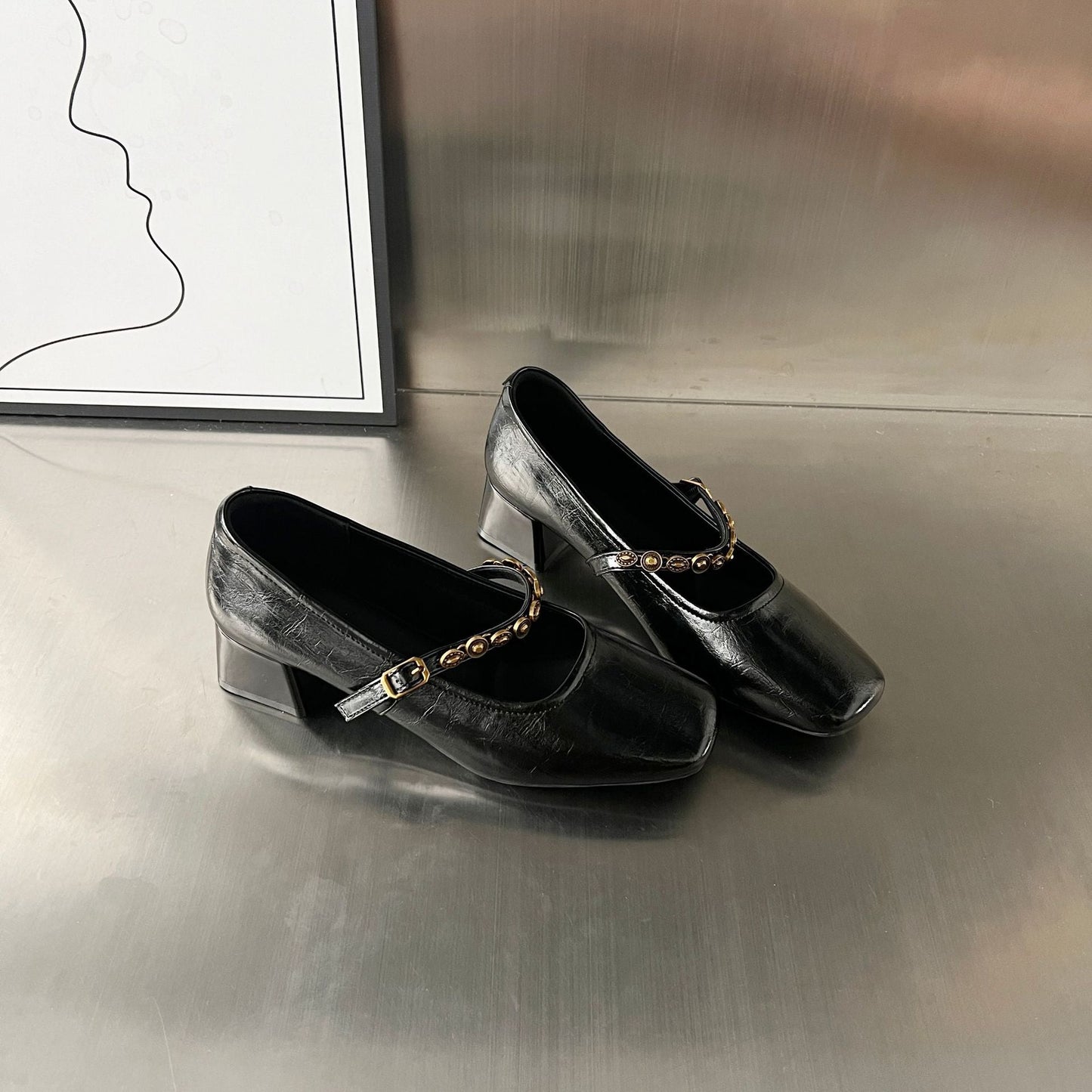 Damen Plateauschuhe Elegantes Design Stabile Blockabsätze