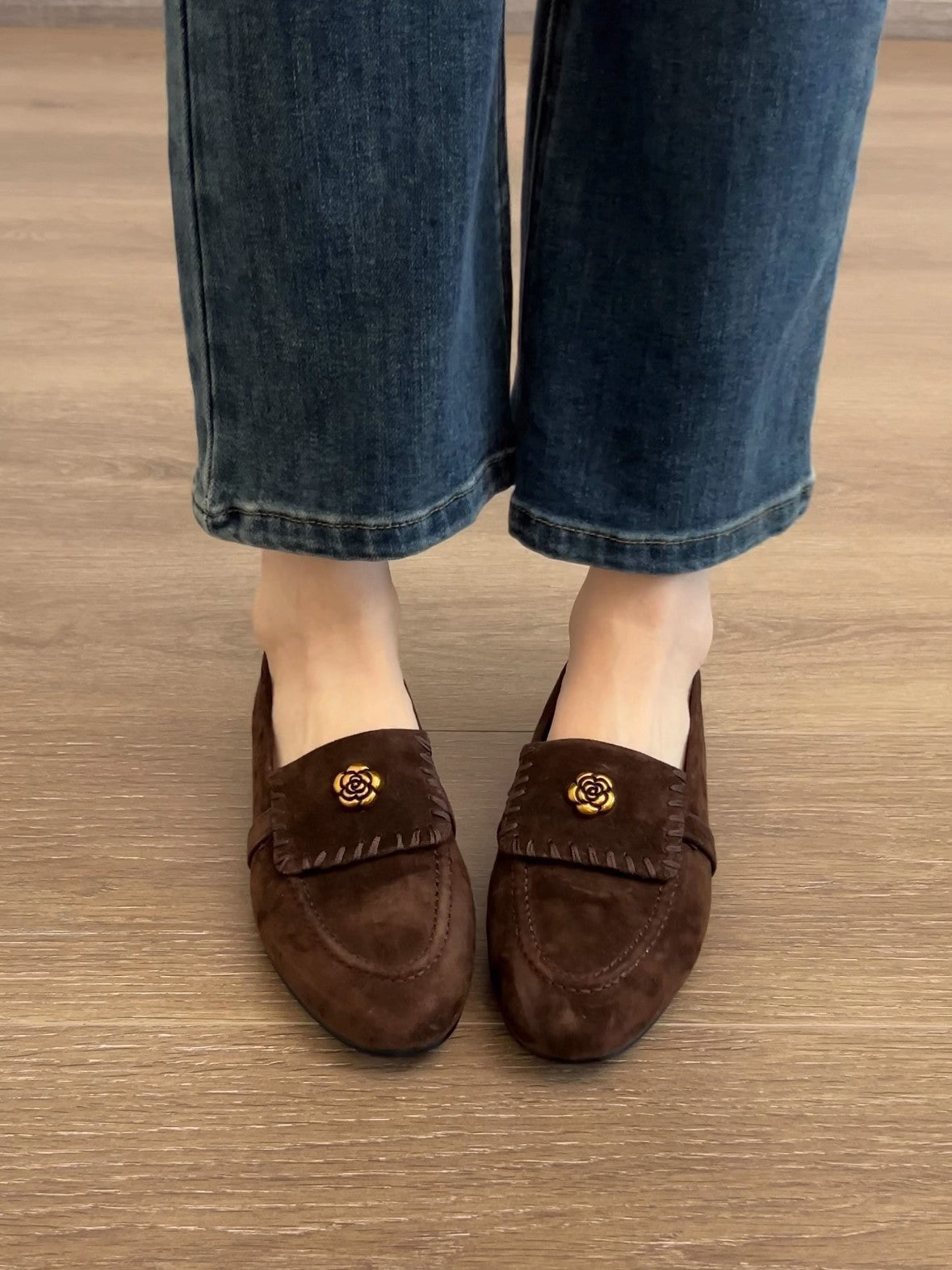 Damen Mokassins Blumen Verzierung Elegante Schuhe
