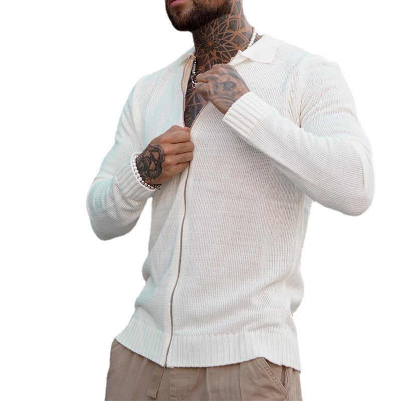 Herren Strickpulli Lässig Reißverschluss Kaschmirlook