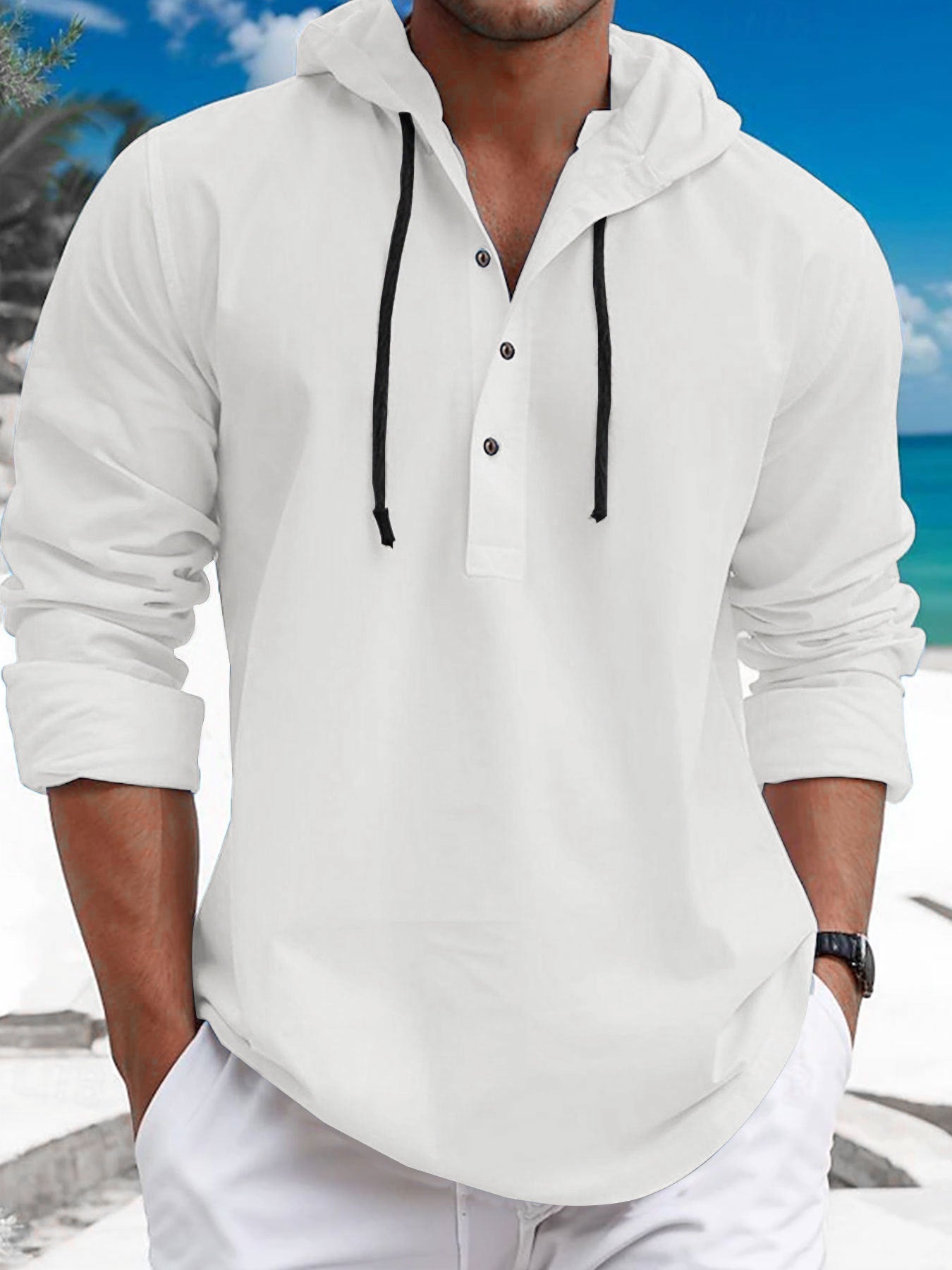Herren Kapuzenpullover Lässig Modern mit Knopfdruck