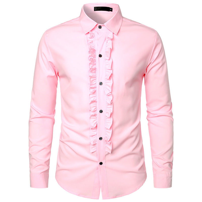 Elegantes Herrenhemd mit Rüschen Modern