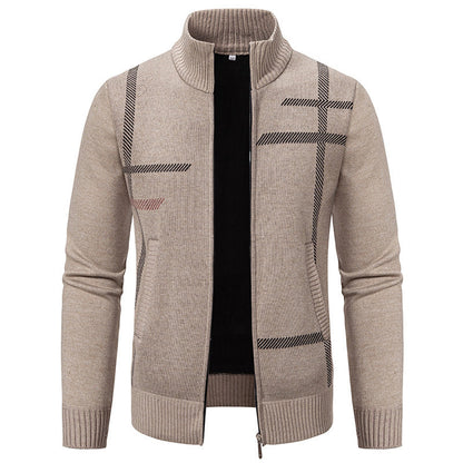 Herren Strickjacke Elegante Kragen Taschen Modern