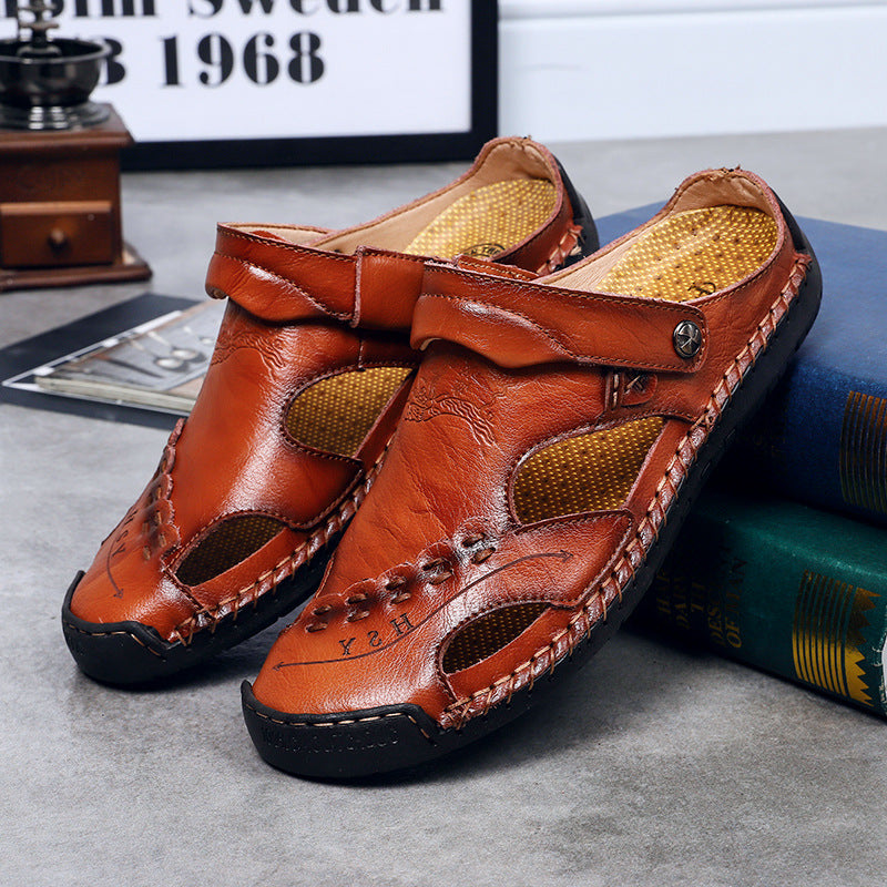 Herren Leder-Sandalen Ergonomisch Verstellbar Modern - BerlinGlamour