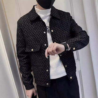 Herren Lederjacke Modern mit Nieten und Struktur