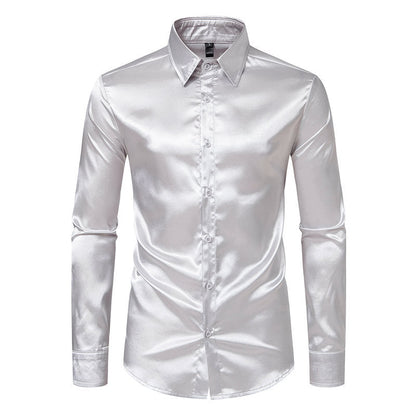 Elegantes Herren-Hemd Satin Glänzend Modern