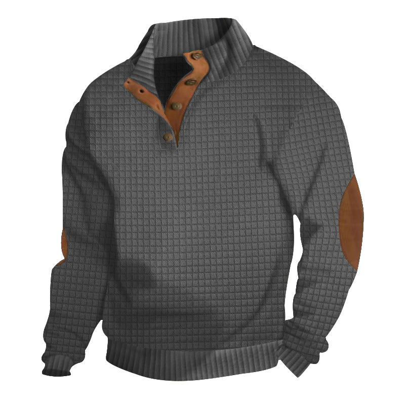 Herren Strickpullover Modern mit Kontrastknöpfen und Struktur