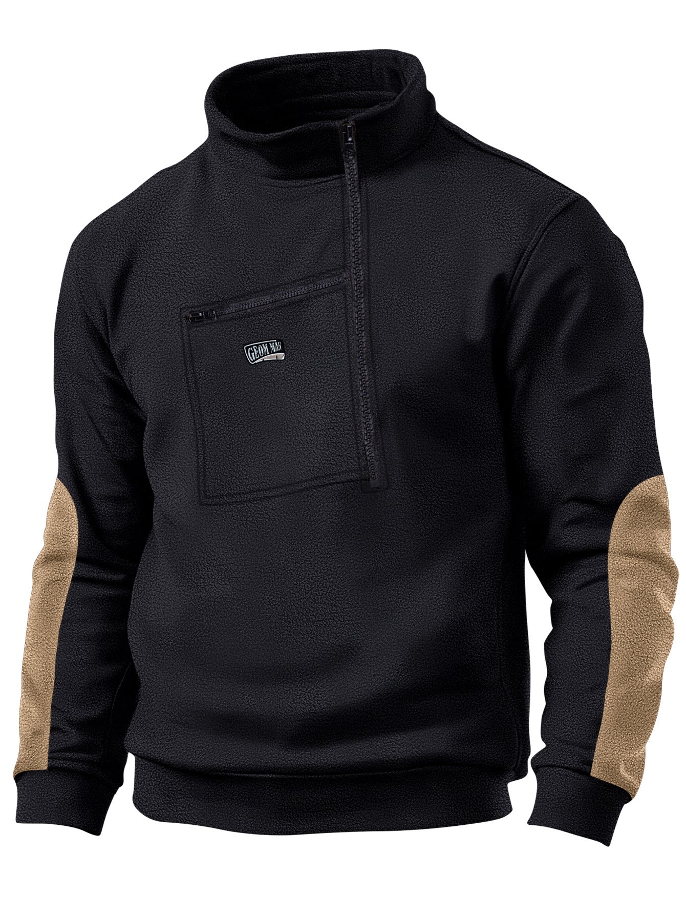 Herren Fleece Pullover Reißverschluss Warm Bequem