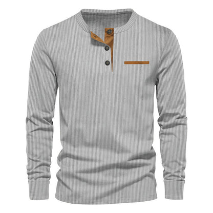 Herren Langarmshirt Gerippt Knopfleiste Modern Berlin