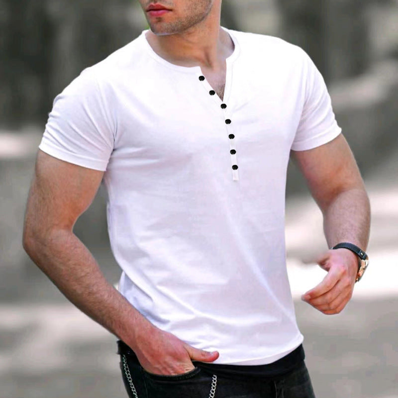 Herren T-Shirt Kurzarm Henley Freizeitstyle