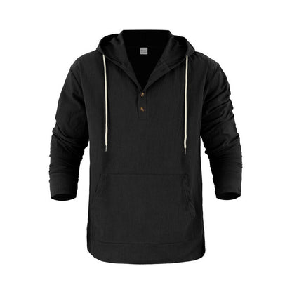 Herren Kapuzenpullover Lässig mit Tasche und Knöpfen