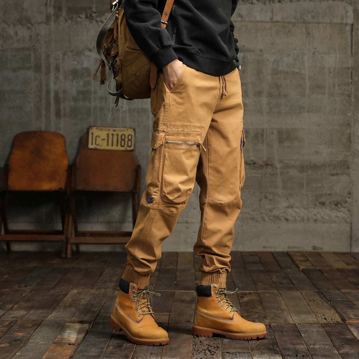 Herren Cargo-Hose Funktions-Taschen Elastischer Bund