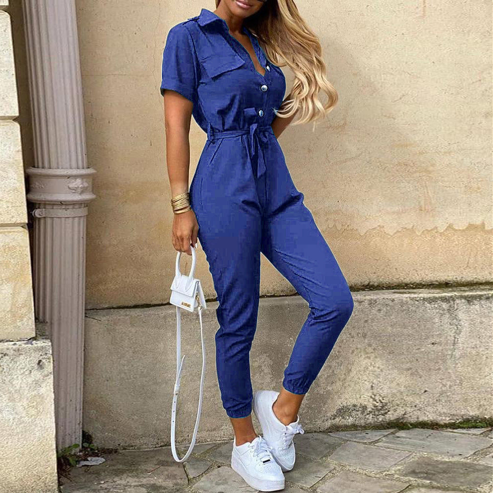 Damen Jumpsuit Modern mit Taschen und Taillenschnitt