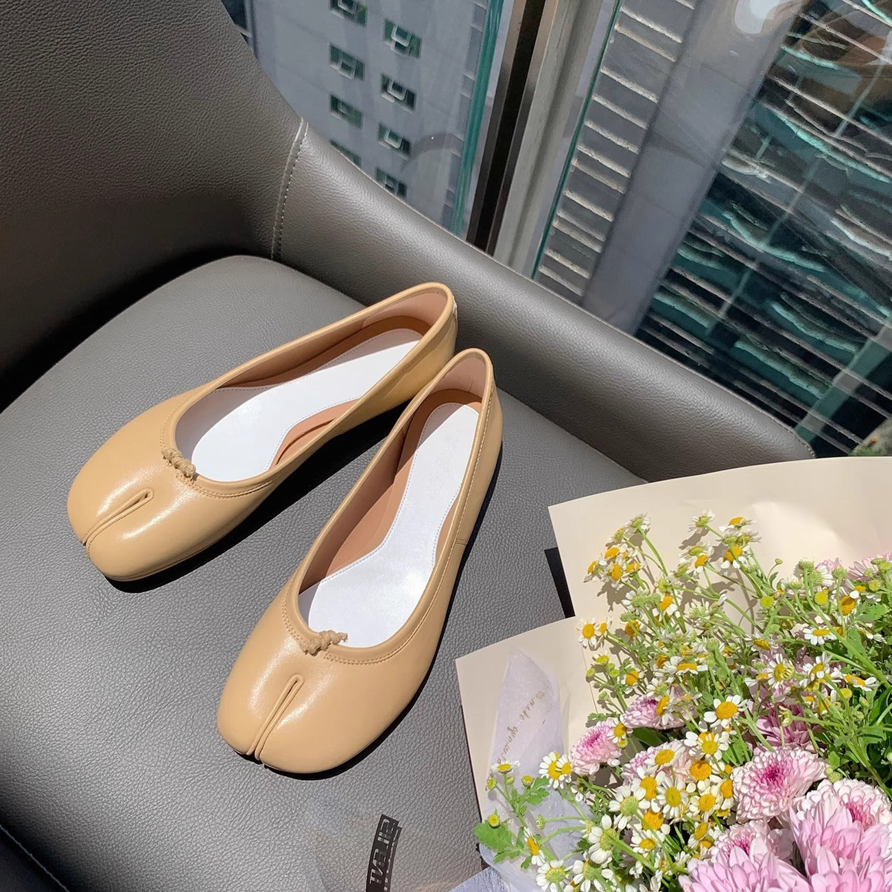 Damen Ballerinas Glänzend Schleife Damen Schuhe Modern