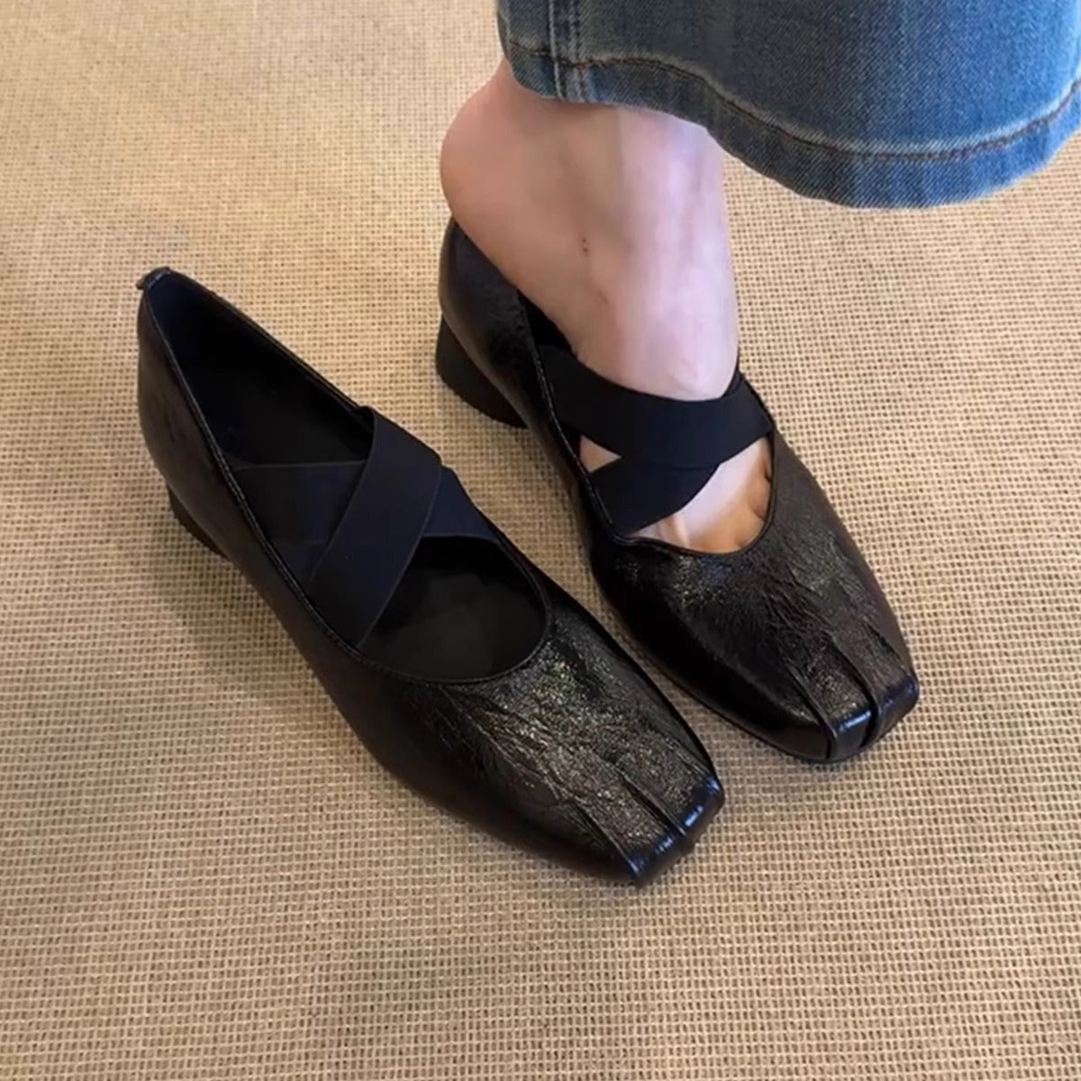 Damen Ballerinas Schuhe Mit Kreuzriemen Bequem - BerlinGlamour