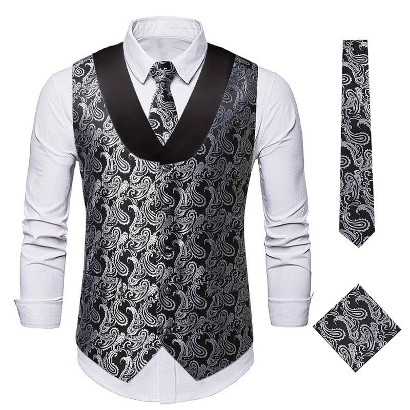 Herren Weste Leder Modern Schwarz
