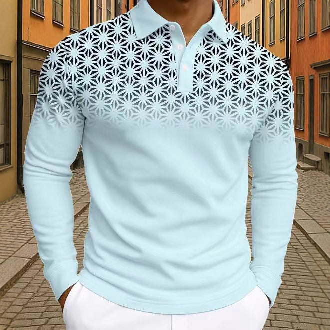 Herren Polohemd Langarm Modern Geometrische Muster