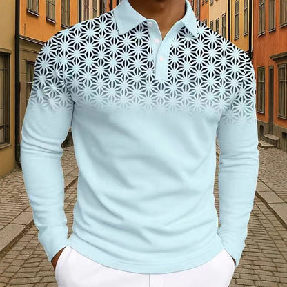 Herren Polohemd Langarm Modern Geometrische Muster