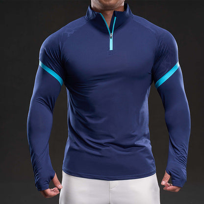 Herren Funktionsshirt Langarm Stehkragen Sportlich Modern