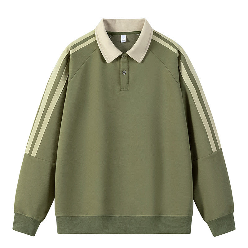 Herren Sweat Pullover Sportlich mit Polo Kragen Moderne