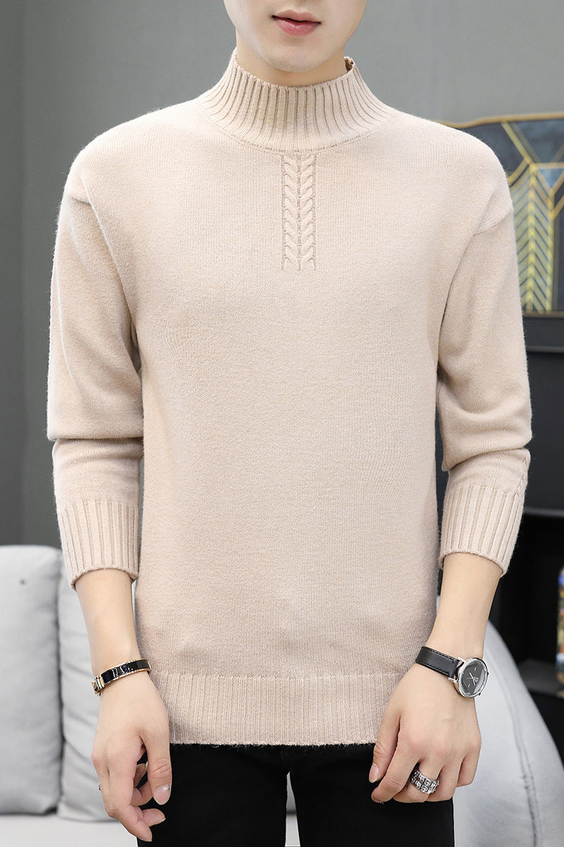 Herren Strickpullover Hochkragen Rippstrick Modern