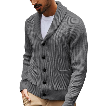 Herren Strickjacke Strukturiert Schalkragen Modern