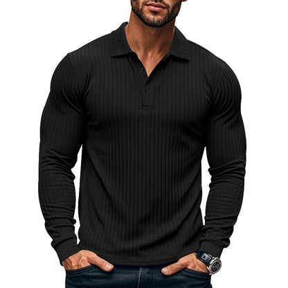 Herren Langarmshirt mit Rippenmuster Elegant Grau