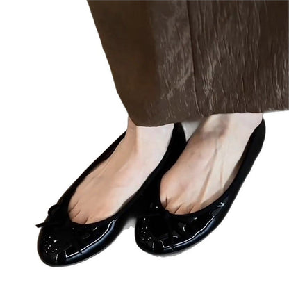 Damen Ballerinas Glänzend Strukturiert Mode Schuhe