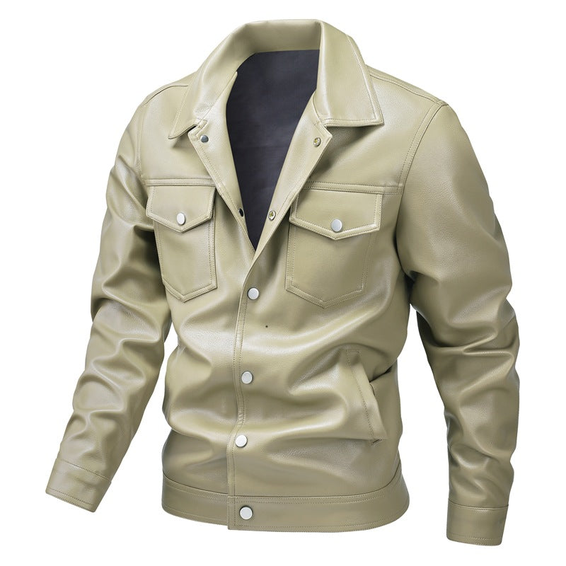 Herren Lederjacke Modern mit Taschen und schmalen Schnitt