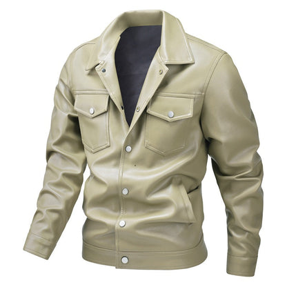 Herren Lederjacke Modern mit Taschen und schmalen Schnitt