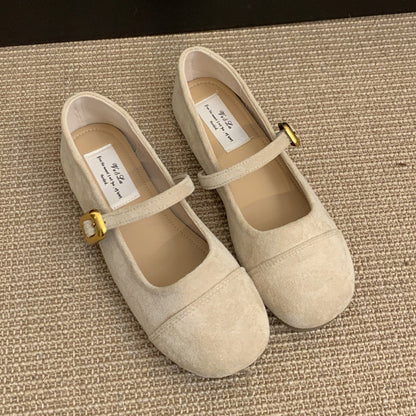 Damen Ballerinas mit verstellbarem Riemen und Wildlederoberteil Elegant