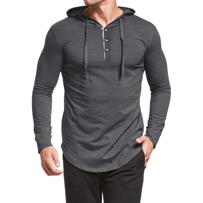 Herren Hoodie Langarm mit Knopfleiste Trendig Größe XL
