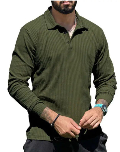 Herren Poloshirt Langarm Modern RippdesignSlimFit