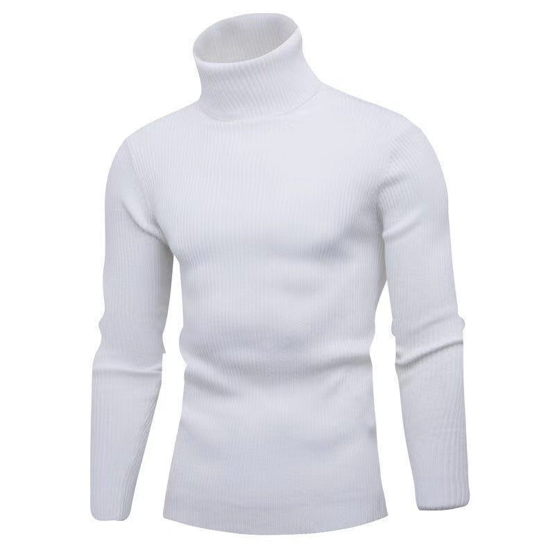 Herren Rollkragenpullover Strukturmuster Modern Schwarz