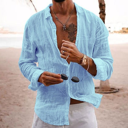 Leinenhemd Herren Lässig Sommer Modern