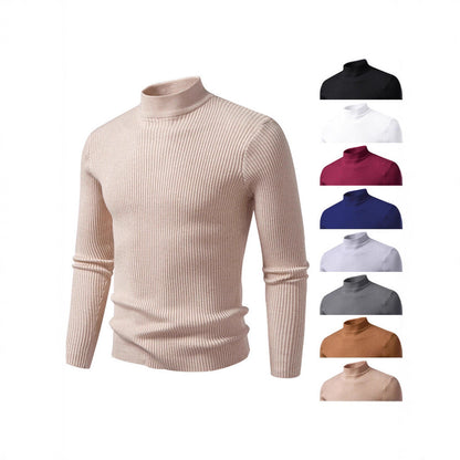 Herren Rollkragenpullover Strick Material Modern Schwarz - BerlinGlamour