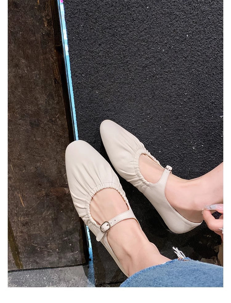 Damen Ballerinas Bequem Elastisch Schnürung