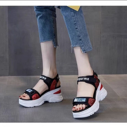 Damen Plateau-Sandalen Sportlich mit verstellbaren Riemen