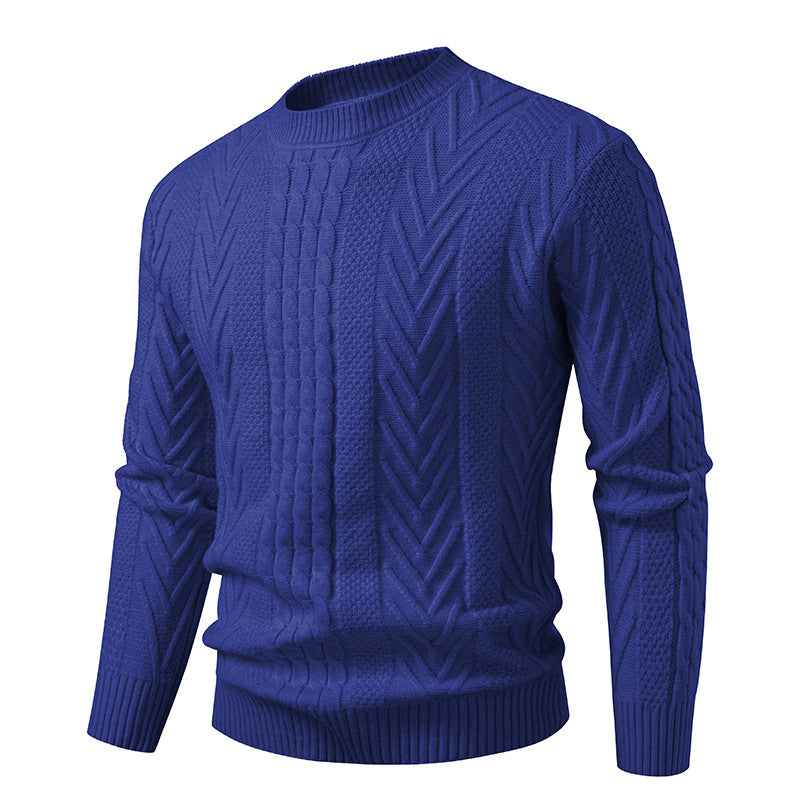 Herren Pullover Grobstrick Zopfmuster Rundhals