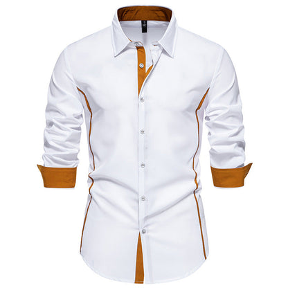 Herren Langarmhemd Elegantes Business Hemd Mit Kontrast