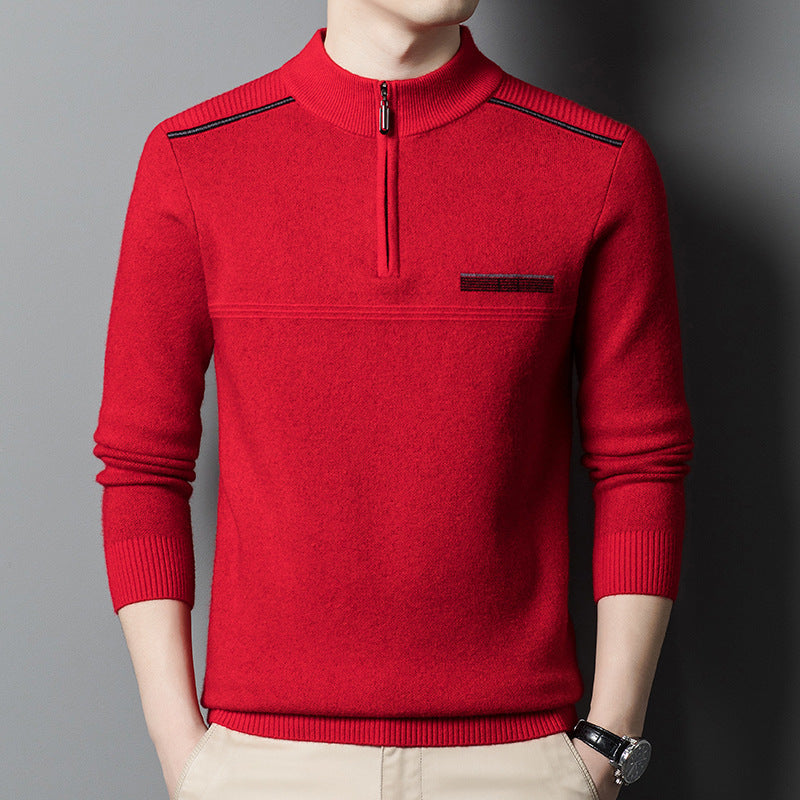 Herren Stehkragenpullover Modern Reißverschluss Schwarz - BerlinGlamour